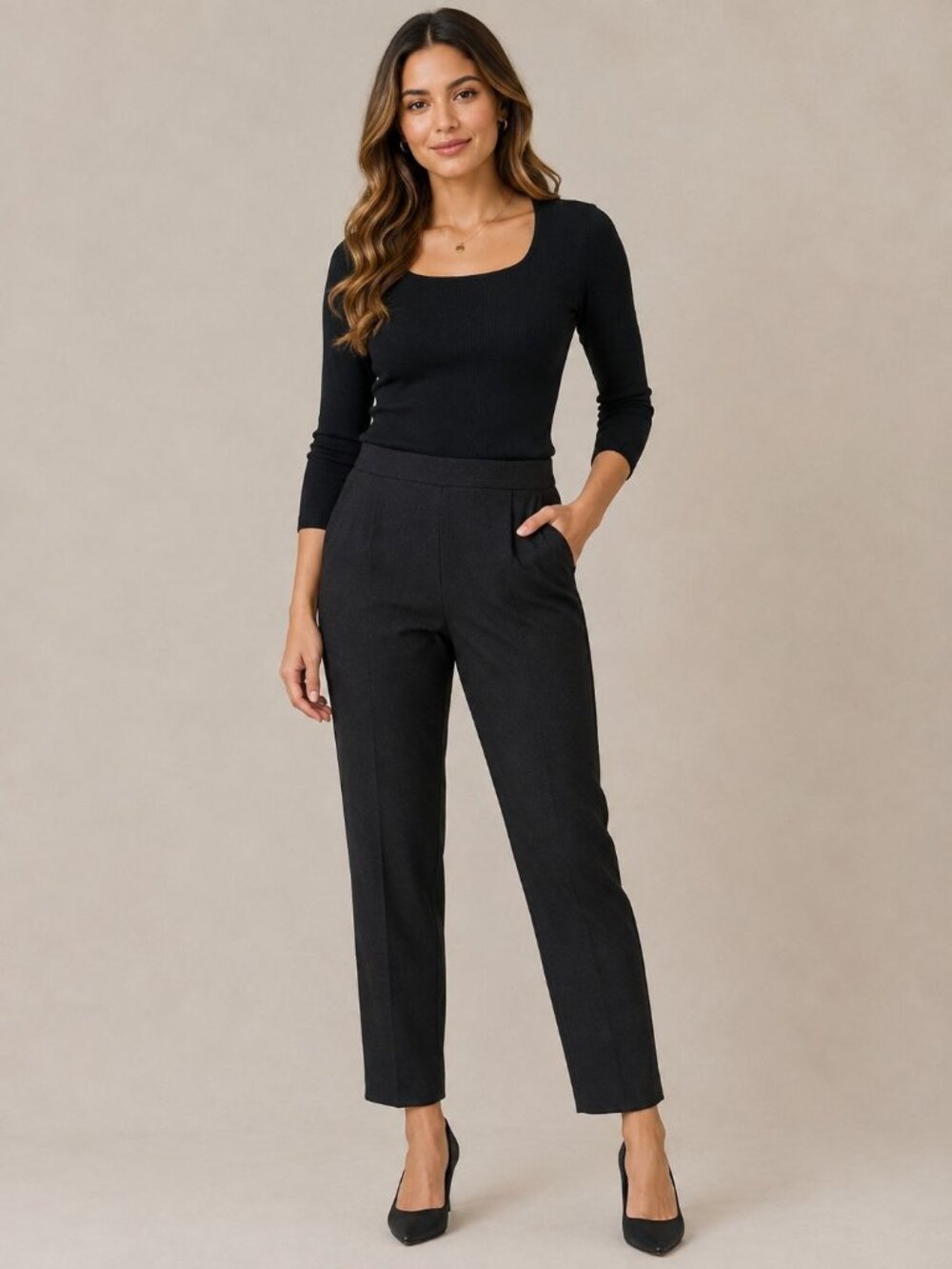 GAP Black Slim Dress Pants Pull On Career Trousers Minimalist Office Pants 6
